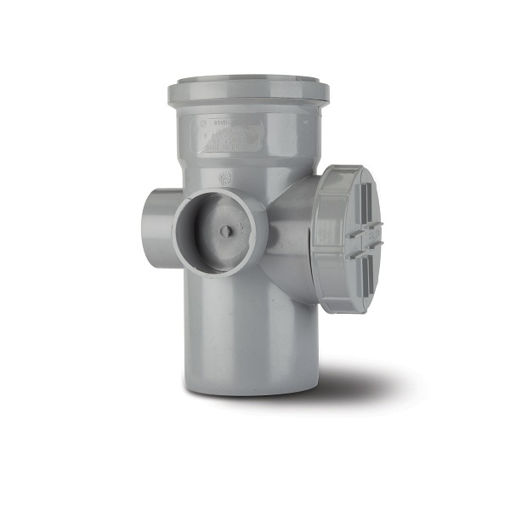 Picture of Polypipe Soil 4" Access Pipe Single Socket - Grey (CHECK FOR RUBBER UNDER CAP)