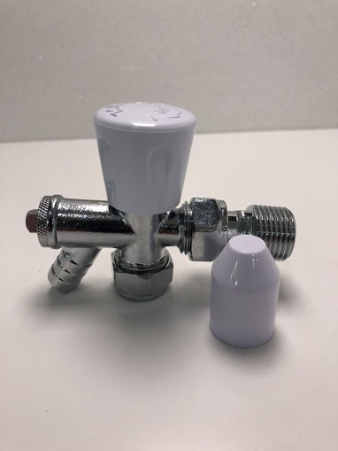 Angled Radiator Valve with Drain-Off 15mm x 1/2"