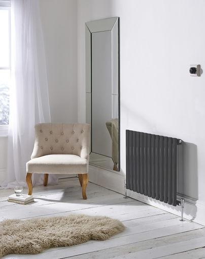 Picture of Kartell Aspen Horizontal Double Radiator 600mm x 1140mm - Anthracite