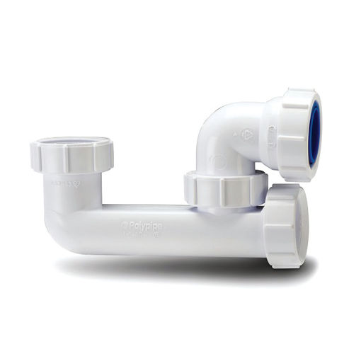Picture of Polypipe 40mm Low Level Bath Trap 38mm Seal - White