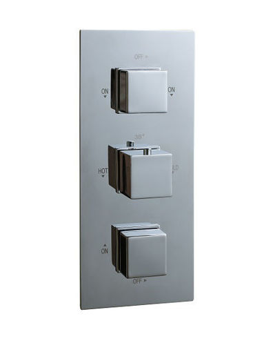 Picture of Oban 3 Round Concealed Shower Valve Dual Flow Control Complete Set - Square Back Plate - Square Handles
