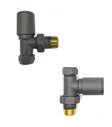 Kartell Modern Round Straight Radiator Valves 15mm - Anthracite