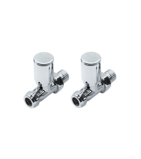 Kartell Modern Round Straight Radiator Valves 15mm - Chrome (25)