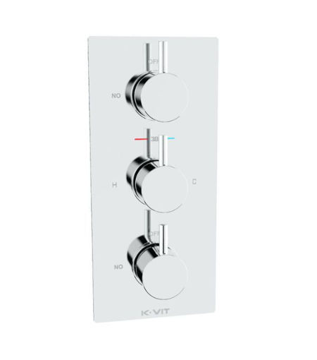 Plan Triple Concealed Thermostatic Shower Valve Round Handle (2 way)